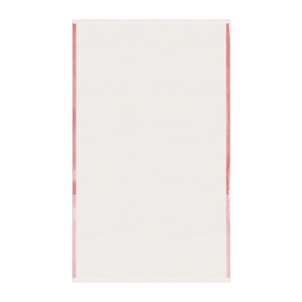 White towel with a red border on a white background