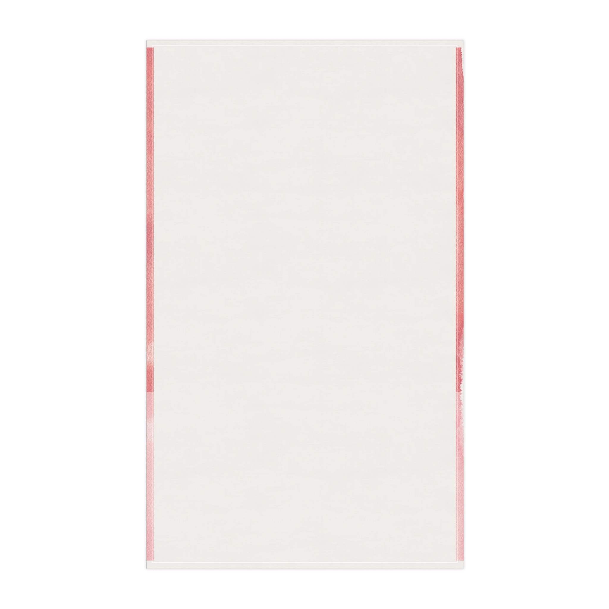 White towel with a red border on a white background