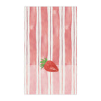 Striped towel with a strawberry design on a white background