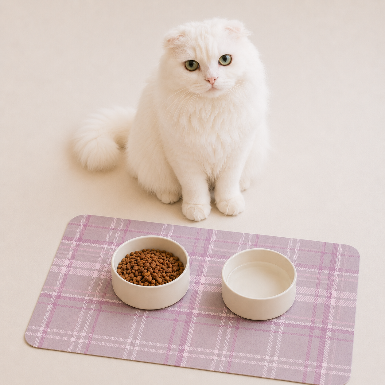 The Plaid Edit Mauve Pet Feeding Mat