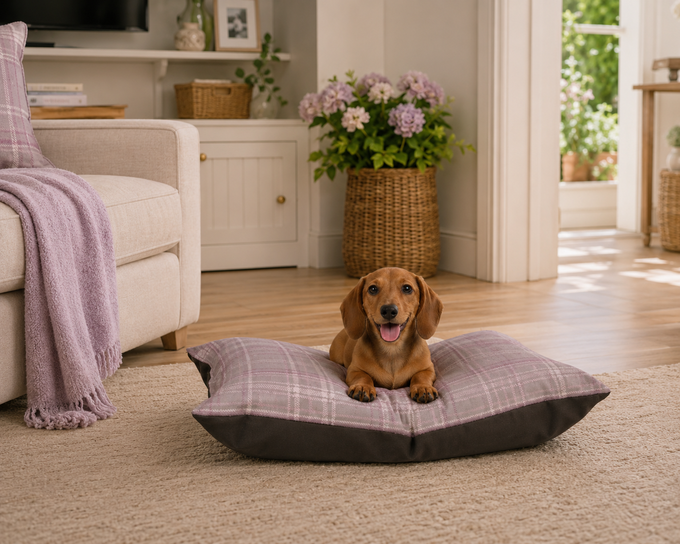 The Plaid Edit Mauve Pet Bed