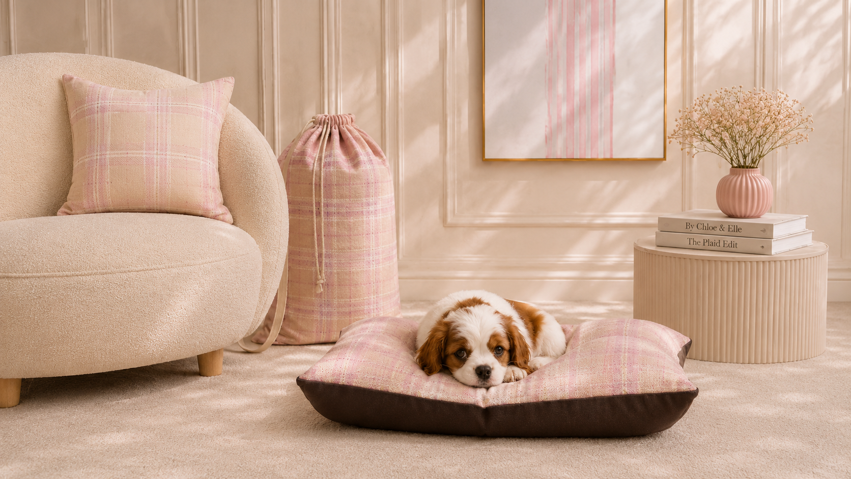 The Plaid Edit Cashmere Faux Suede Pillow