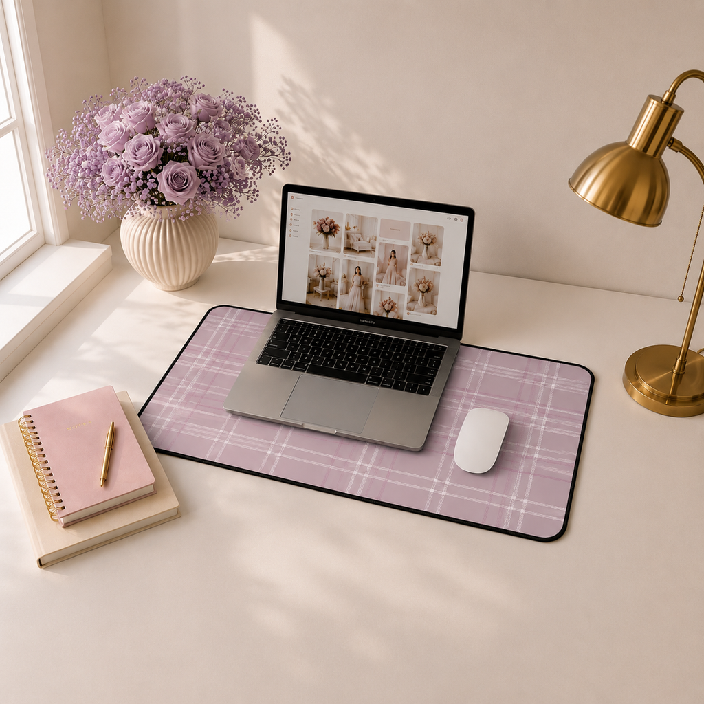 The Plaid Edit Mauve Desk Mat