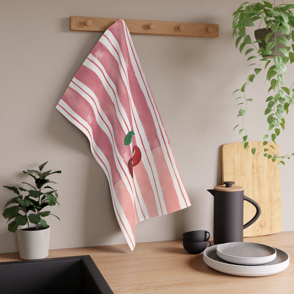 Cherry Orchard Striped Tea Towel
