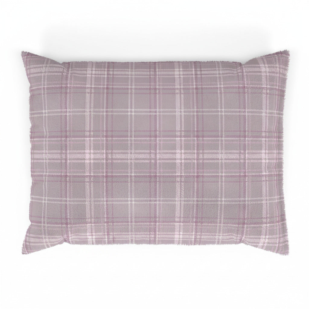Plaid pet bed on a white background