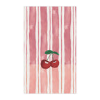Striped towel with red cherries on a white background