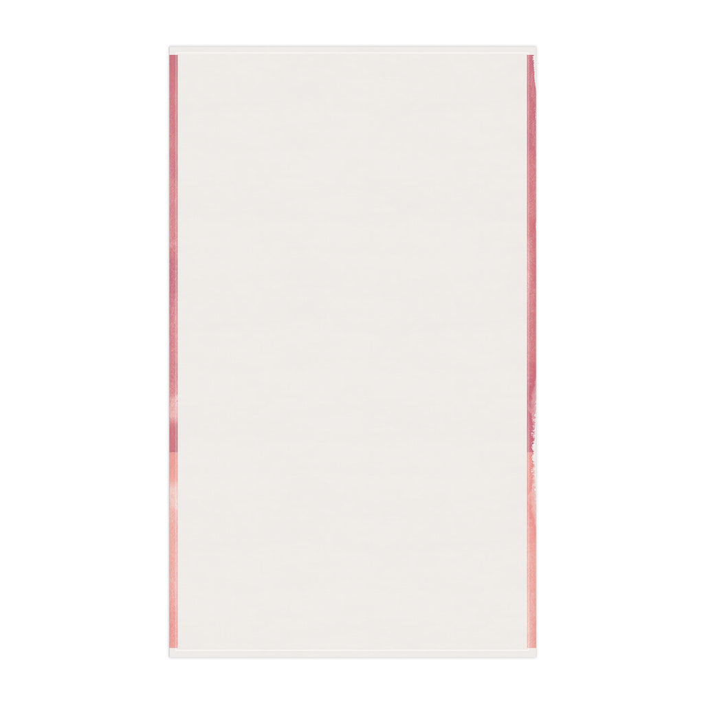 White towel with a red border on a white background